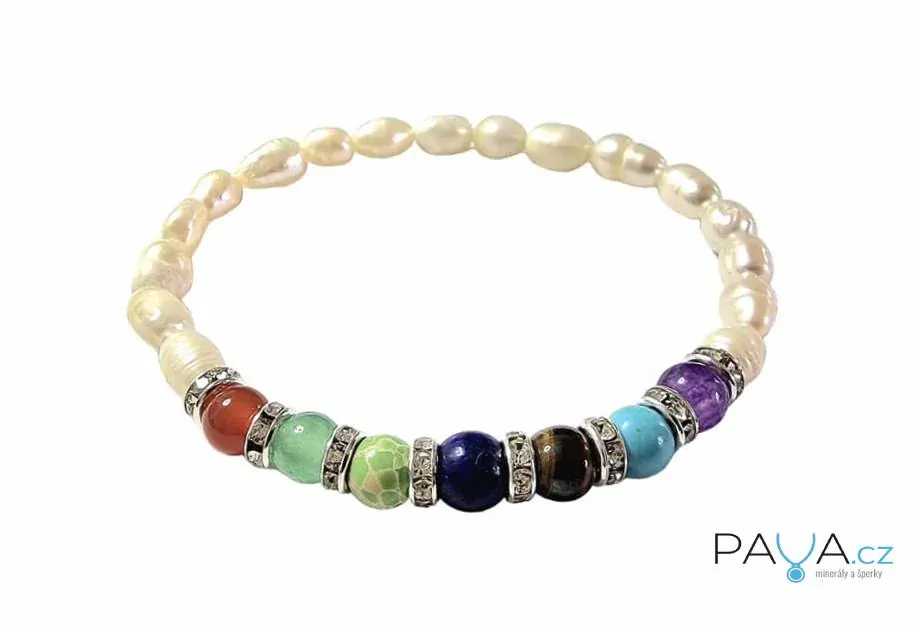 Čakrový náramek mix říční perly