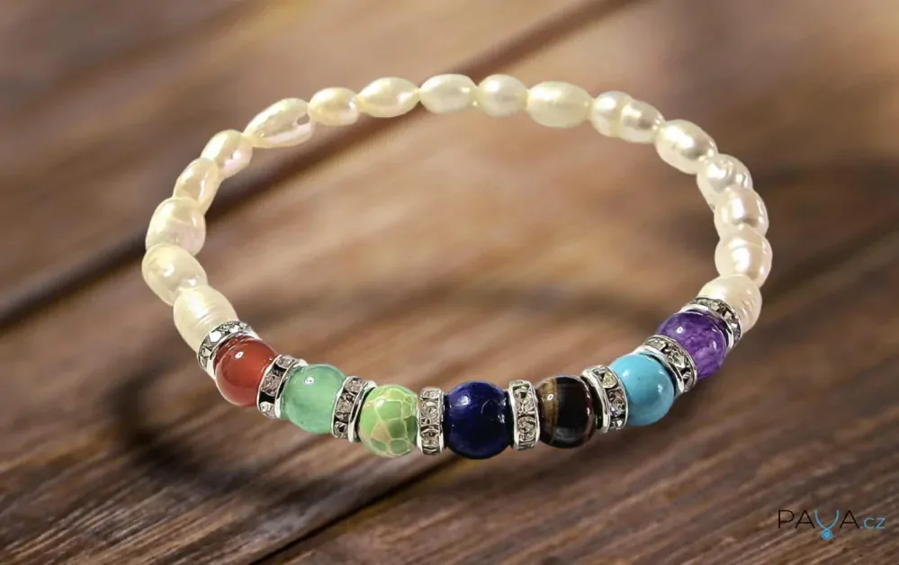 Čakrový náramek mix říční perly