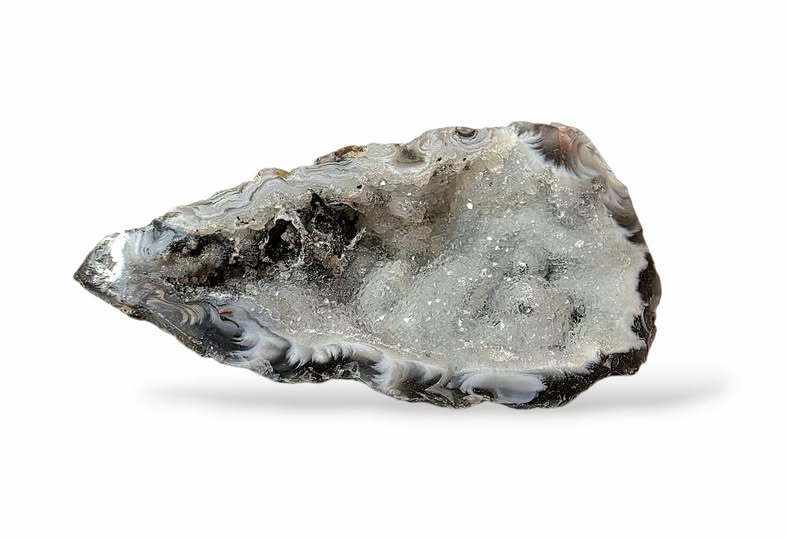 Achát peříčkový geodka vel. 8,2 x 4 x 1,8cm ,č.17