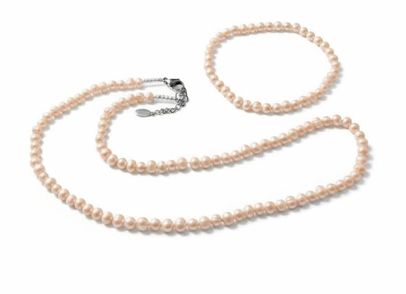 Říční perly set meruňkové náhrdelník vel. 0,5cm , obvod 45 cm