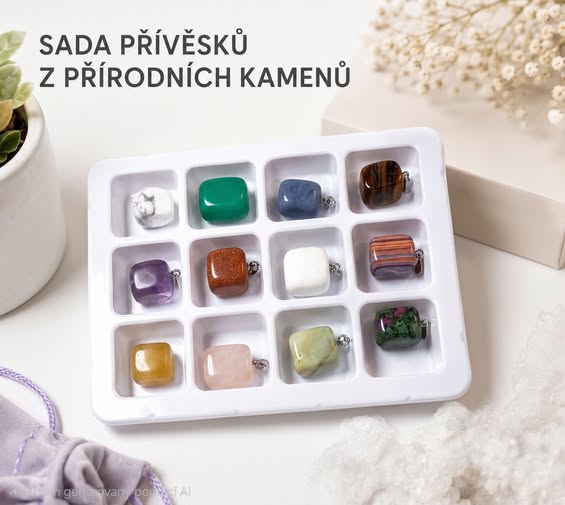 VÝPRODEJ - Sbírka přívěsků z minerálů 12ks
