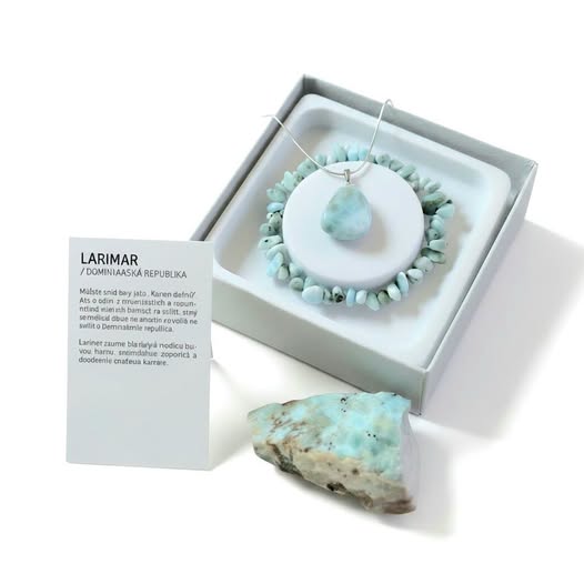 Larimar set s krabičkou s minerálem