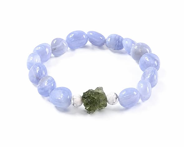 Náramek s vltavínem - JEMNOST - Chalcedon