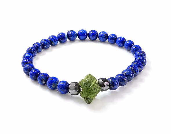 Náramek s vltavínem - NEBE - Lapis lazuli