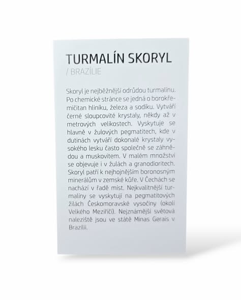 Kartička - TURMALÍN SKORYL