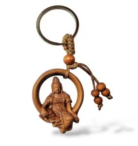 Dřevěný přívěsek Buddha - klíčenka č.6