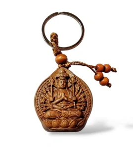 Dřevěný přívěsek Buddha - klíčenka č.8