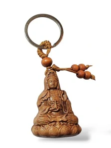 Dřevěný přívěsek Buddha - klíčenka č.10