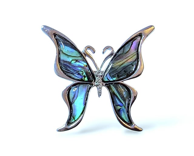 Brož i přívěsek motýl velký s perletí Paua 