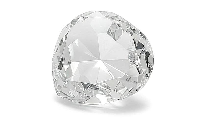 Diamant bílý z křišťálového skla tvar srdce