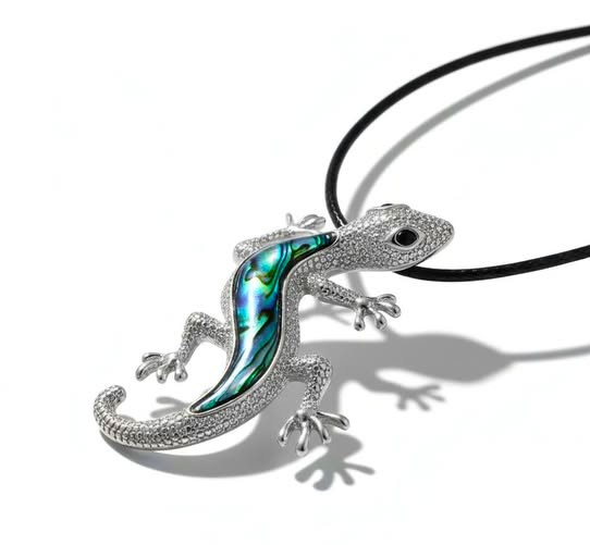 Ještěrka velká brož i přívěsek s perletí Paua