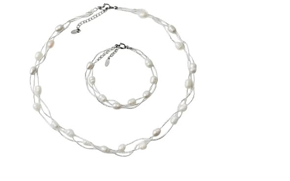 Říční perly propletené sada bílá