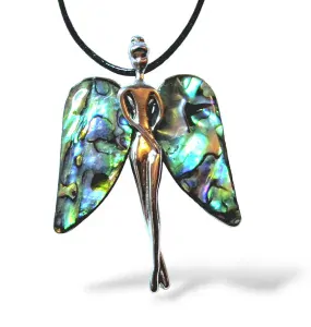 Anděl  přívěsek i brož s perletí Paua na krk