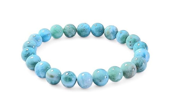 Larimar náramek kuličky AA, vel. 0,8cm