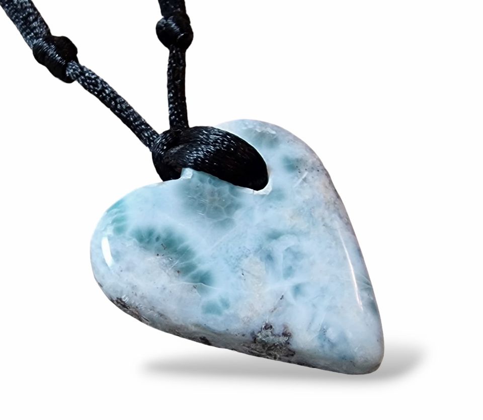 Larimar srdce přívěsek vrtaný ,váha 12,84g