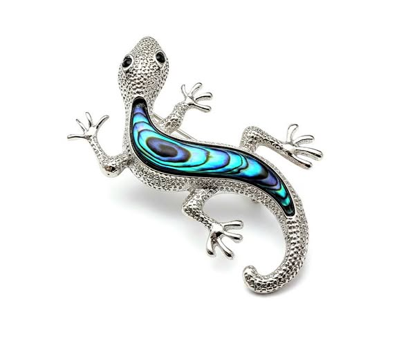 Ještěrka malá brož s perletí Paua