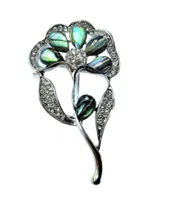 Kytka s kamínky brož i přívěsek s perletí Paua