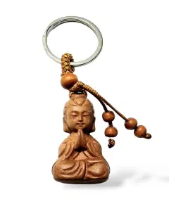 Dřevěný přívěsek Buddha modlící - klíčenka 