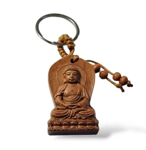 Dřevěný přívěsek Buddha - klíčenka č.5