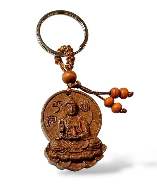 Dřevěný přívěsek Buddha - klíčenka č.9
