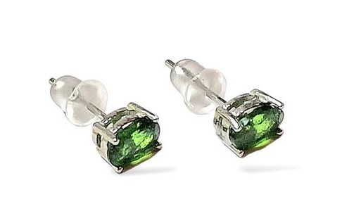 Diopsid fazetovaný naušnice ovál 