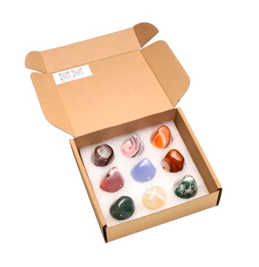 Afrika + acháty - sbírka tromlovaných kamenů s dárkem