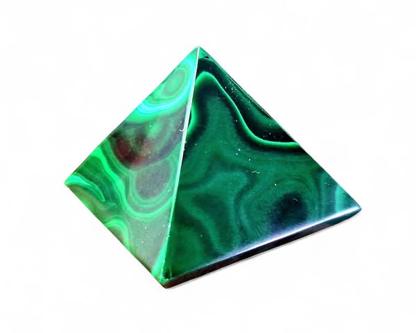 Malachit pyramida 4 x 3,8cm ,váha 50,53g