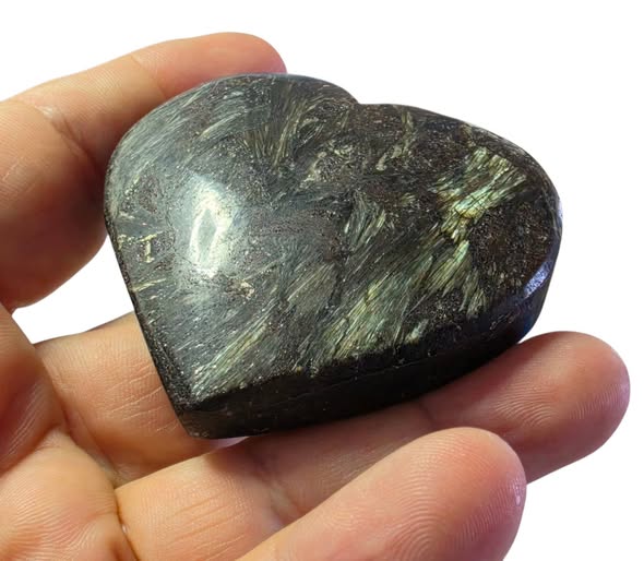 Astrofylit srdce 5 x 5,8 x 2cm - zlaté odlesky