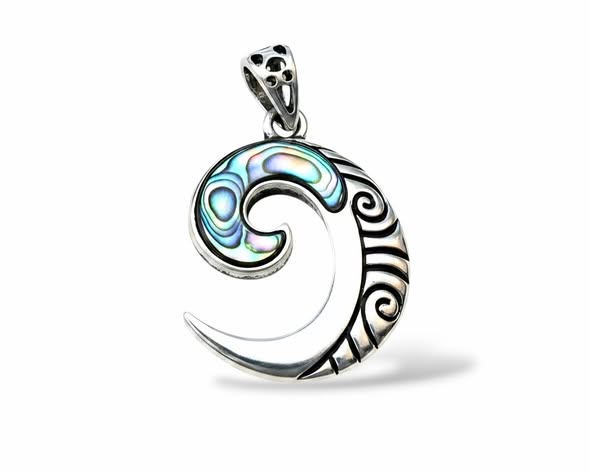 Maorský talisman Koru s perletí Paua č. 3