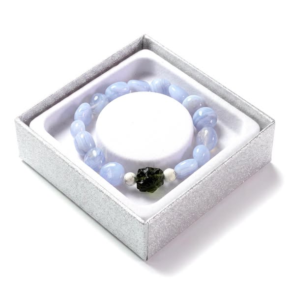 Náramek s vltavínem - JEMNOST - Chalcedon