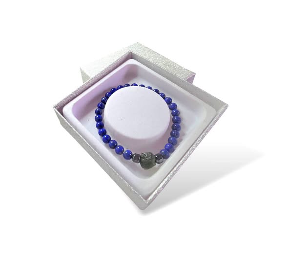 Náramek s vltavínem - NEBE - Lapis lazuli