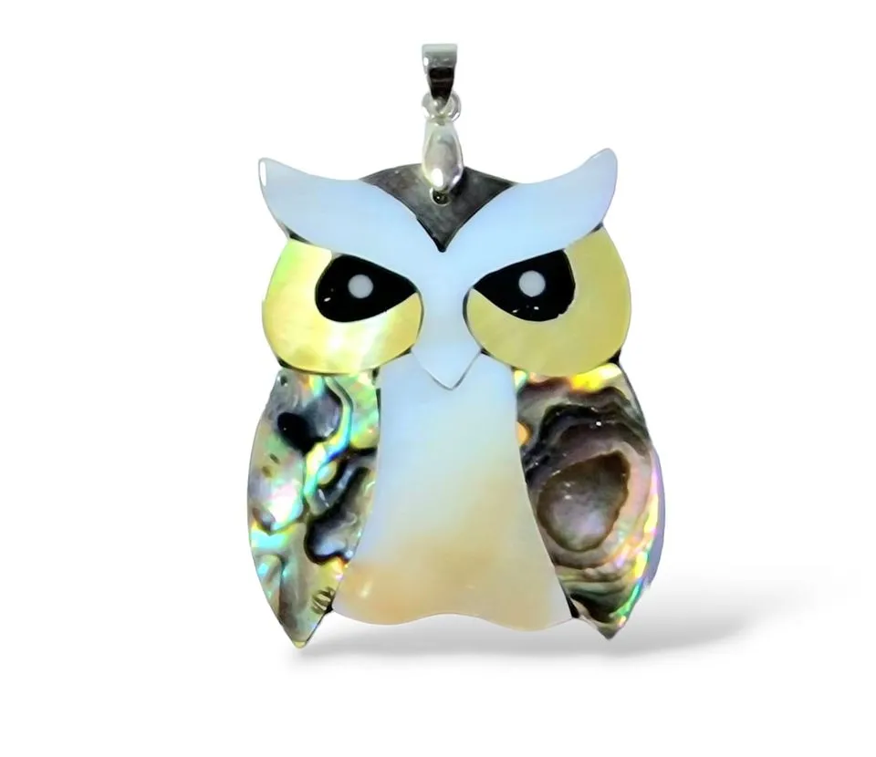 Sova velká přívěsek s perletí Paua