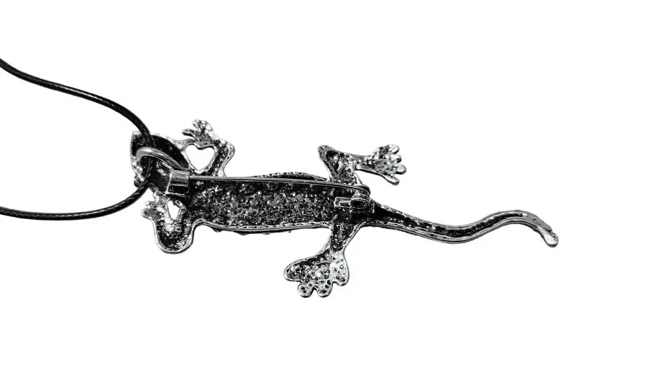 Ještěrka gekon brož i přívěsek s perletí Paua