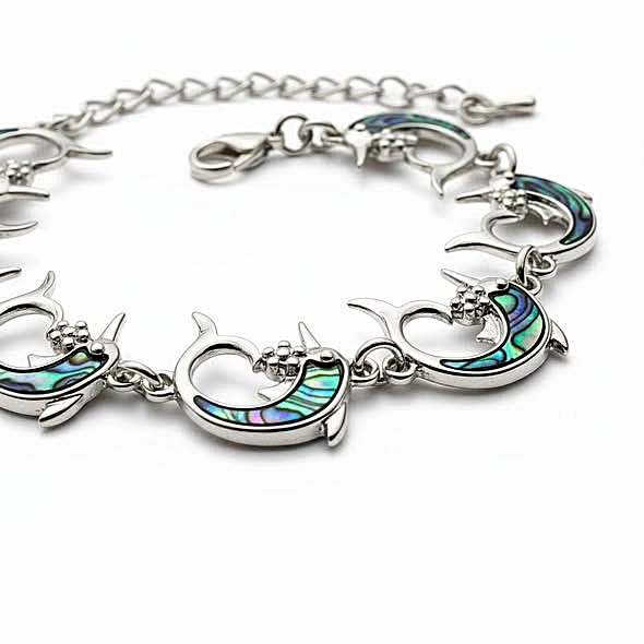 Náramek s perletí Paua delfín zatočený