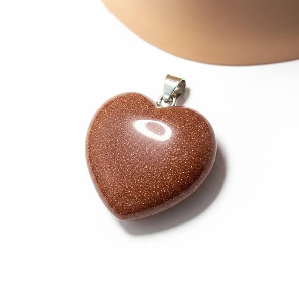 Sluneční kámen hnědý srdíčko velké přívěsek 3cm