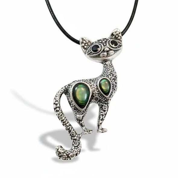 Kočička brož i přívěsek s perletí Paua č.1