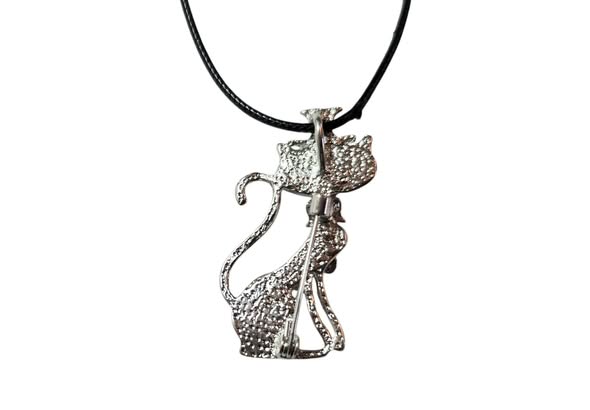 Kočička s korunkou brož i přívěsek s perletí Paua