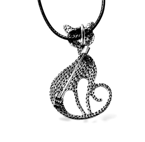 Kočička zatočená brož i přívěsek s perletí Paua