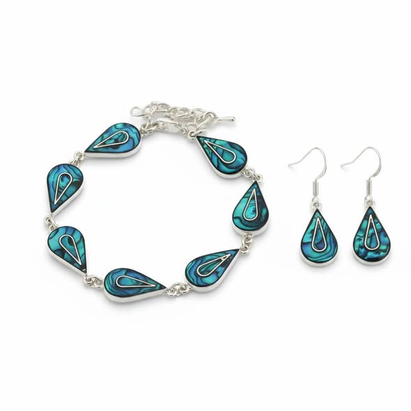 SET Paua: Náramek + náušnice kapka