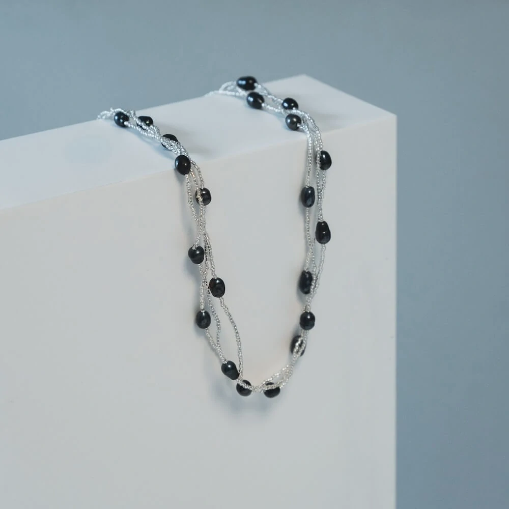 Říční perly propletené tmavé sada 