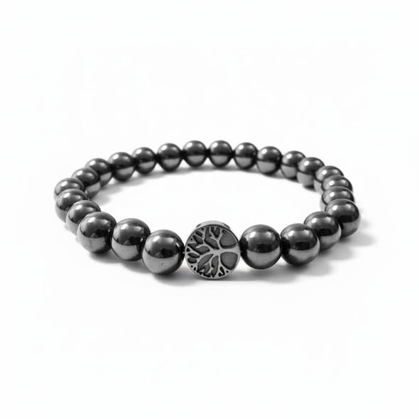 Hematit náramek se stromem života vel.0,8cm