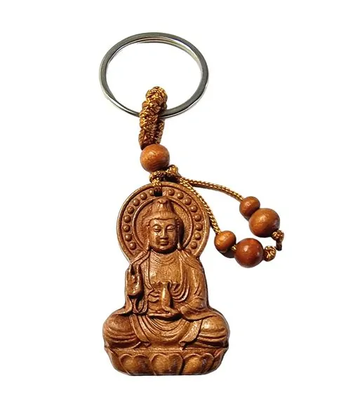 Dřevěný přívěsek Buddha - klíčenka č.2