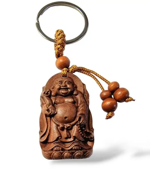Dřevěný přívěsek Buddha - klíčenka č.5