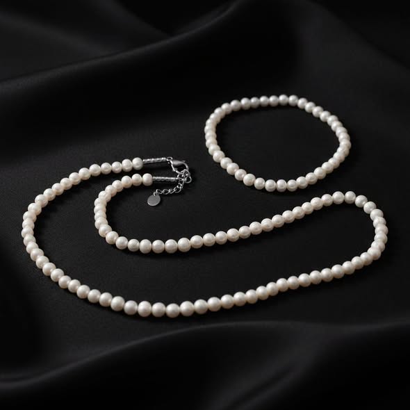 Říční perly set bílé náhrdelník vel. 0,5cm , obvod 45 cm