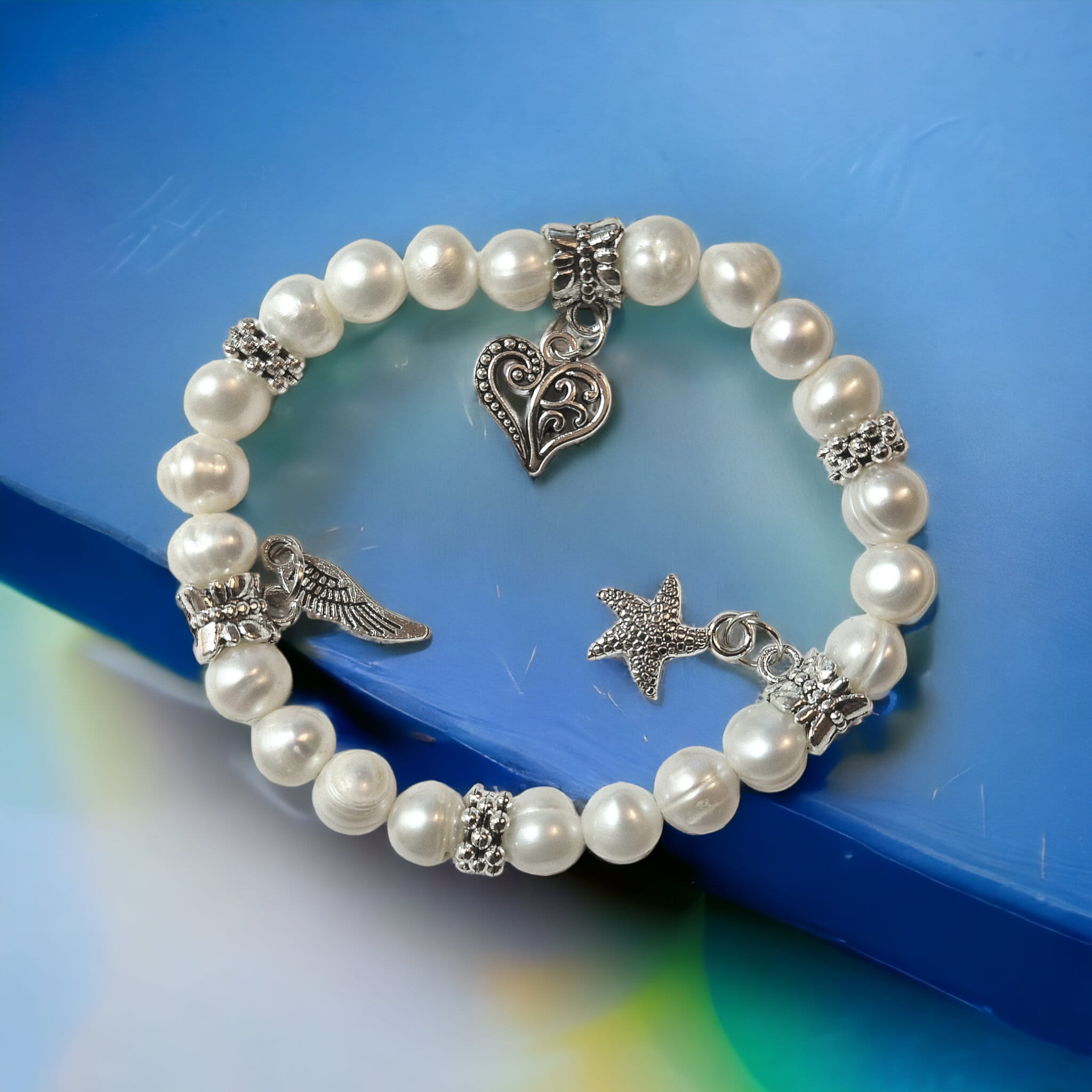 Říční perly bílé náramek přívěsky