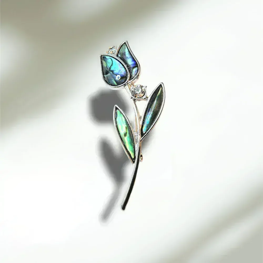 Tulipán brož i přívěsek s perletí Paua