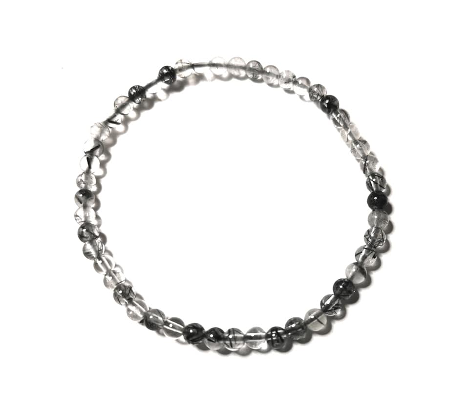 Křišťál s turmalínem náramek kuličky jemný