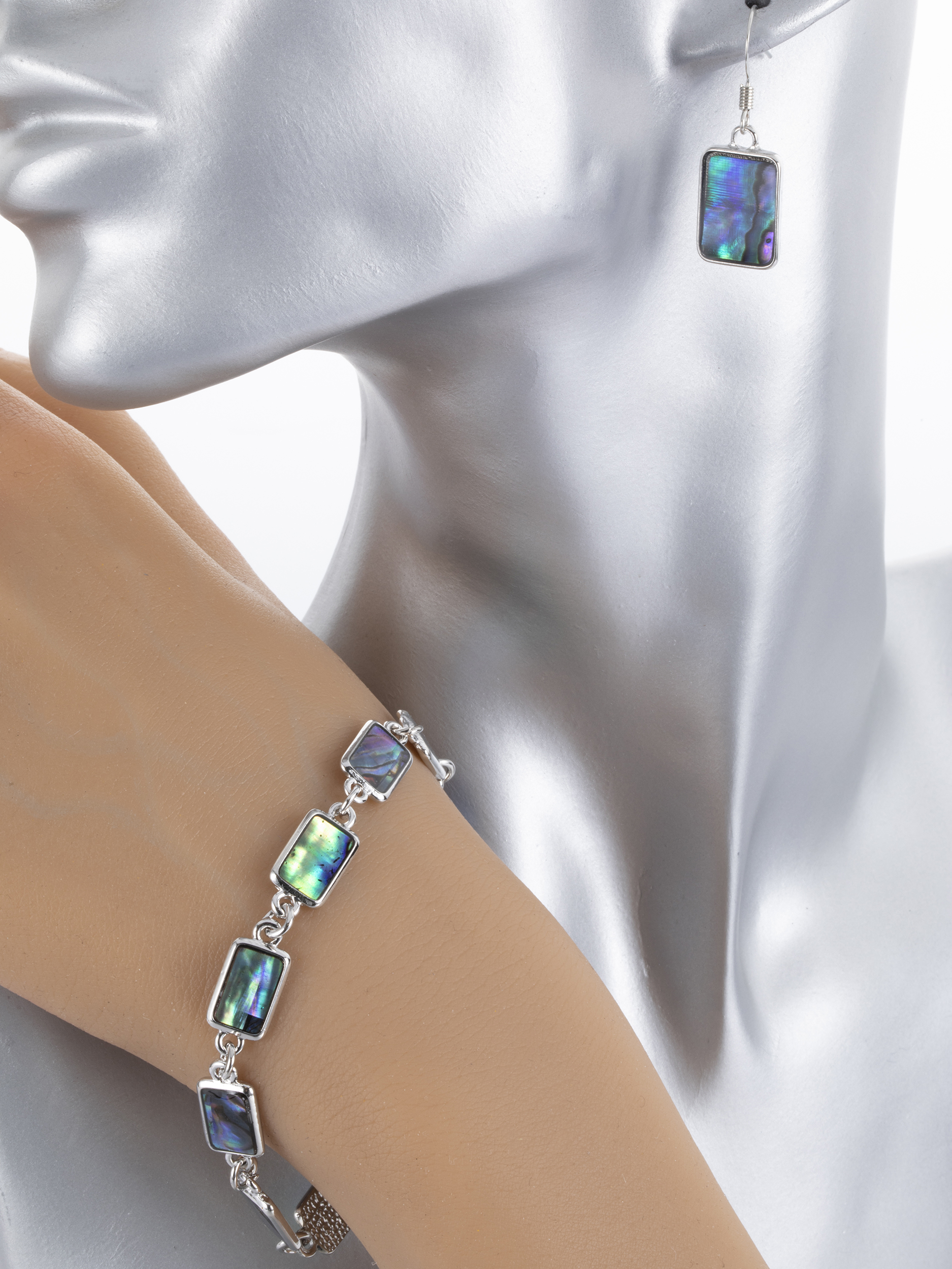 SET Paua: Náramek + náušnice obdélník