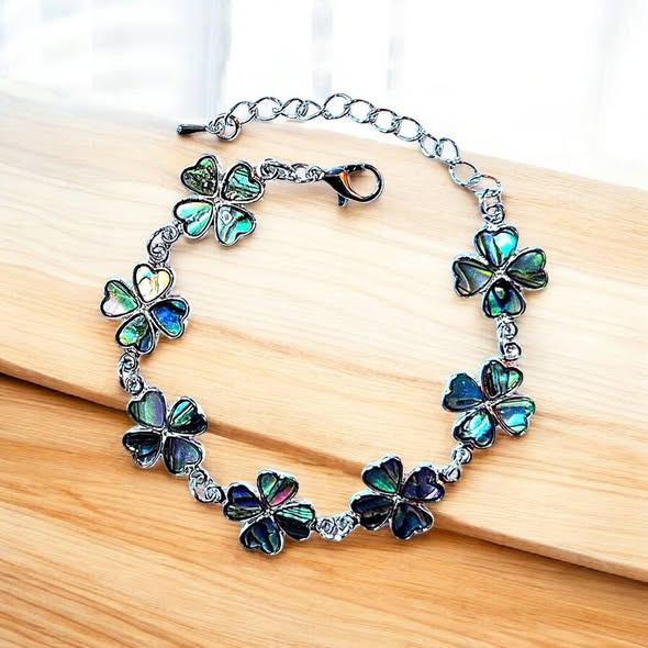 SET Paua: Náramek + náušnice čtyřlístek