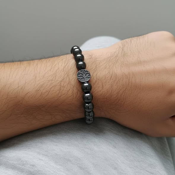 Hematit náramek se stromem života vel.0,8cm